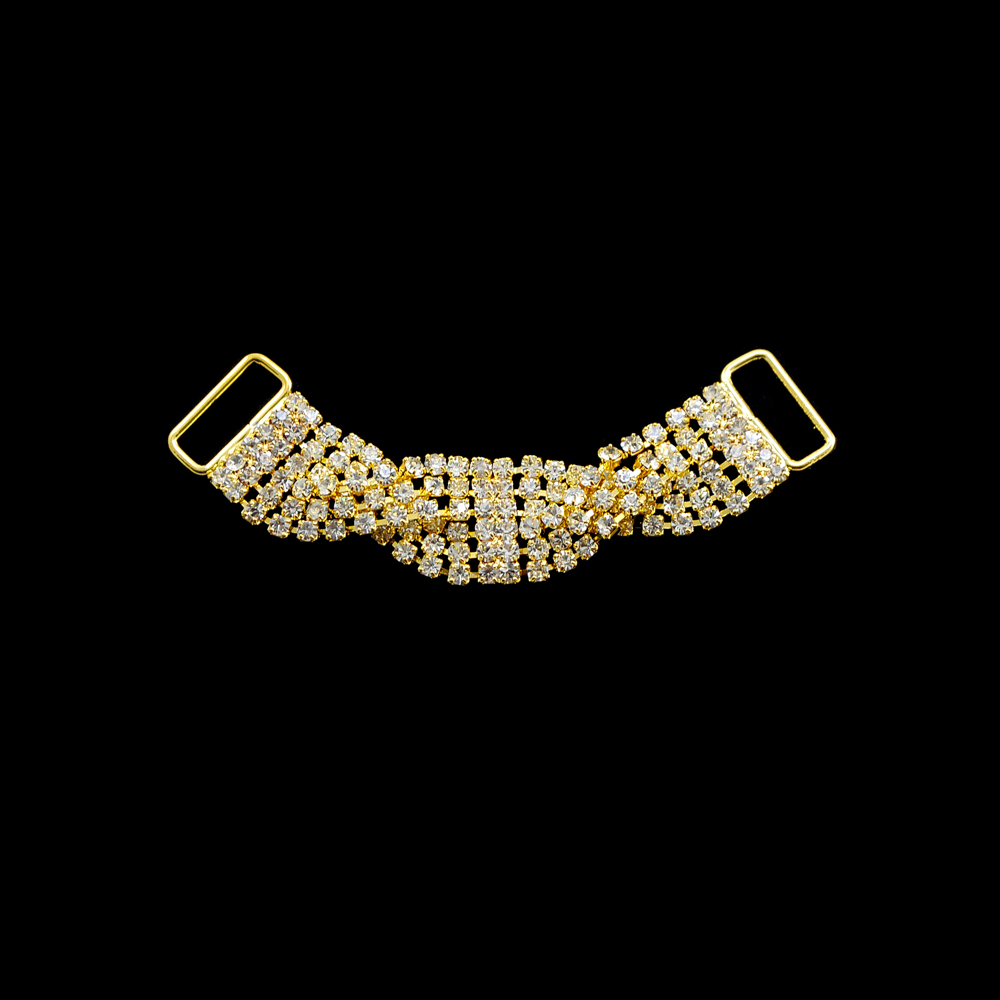 Укр.стекл. 9507 GOLD. Перетяжка металл со стразами