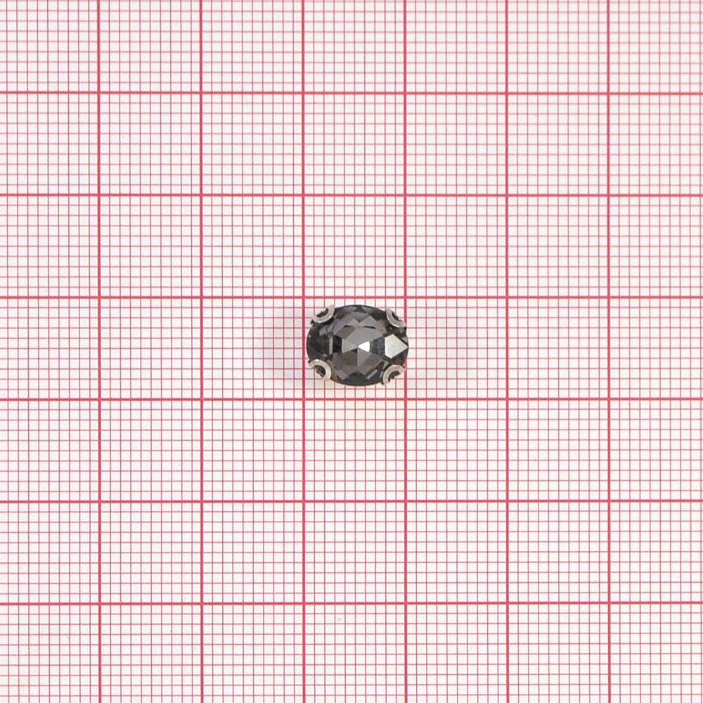 Стразы пришивные в металле, овал, 8*10мм, black diamond, шт. Стразы пришивные в металле