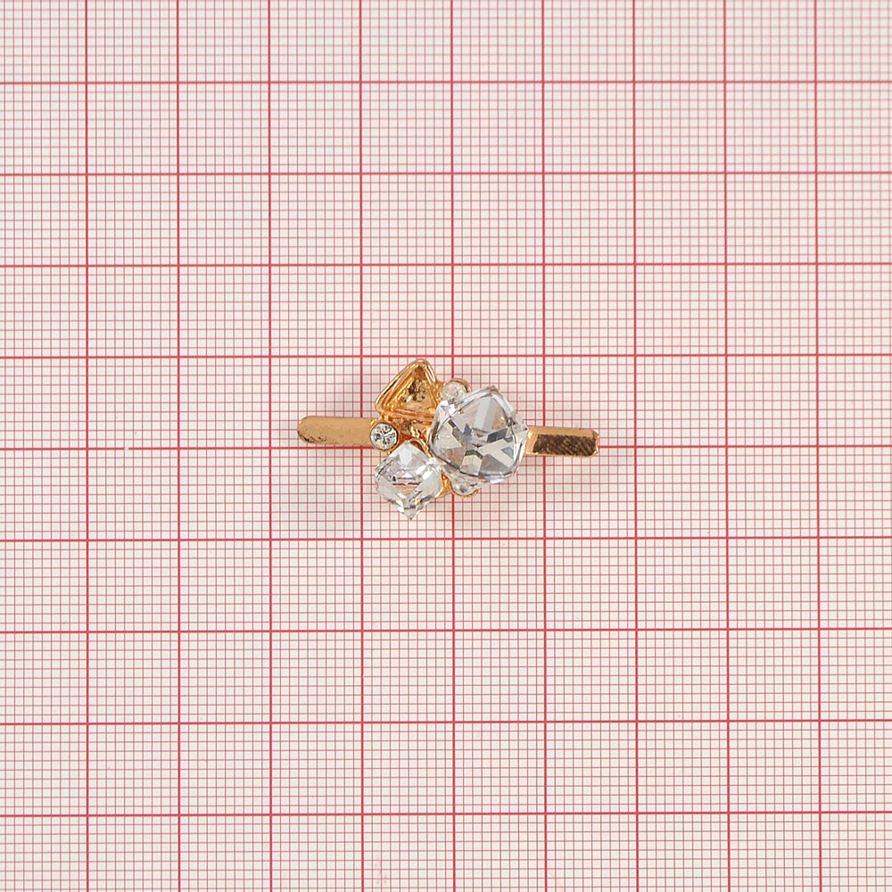 Краб металл 3583 Льдинки GOLD, белые камни 17*16, шт. Крабы Металл Геометрия Декор