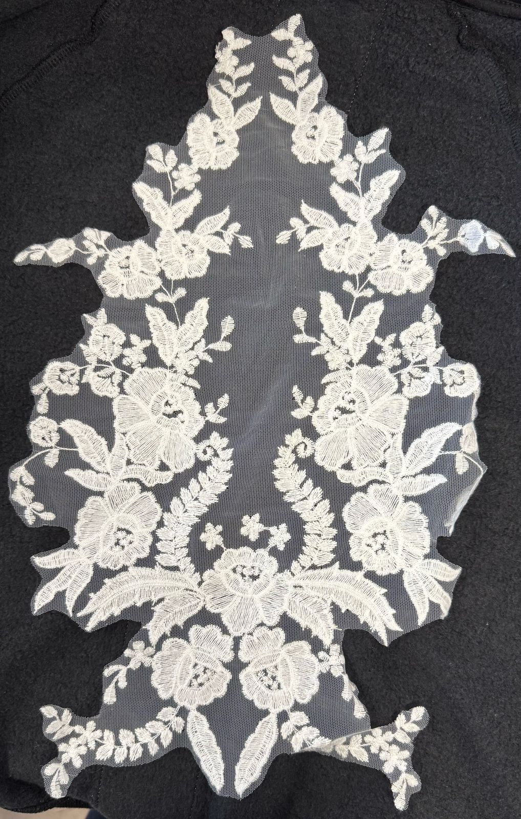 Аппликация вышивка Цветочное кружево, белый, ПАРА шт. Аппликации Пришивные Цветы Банты