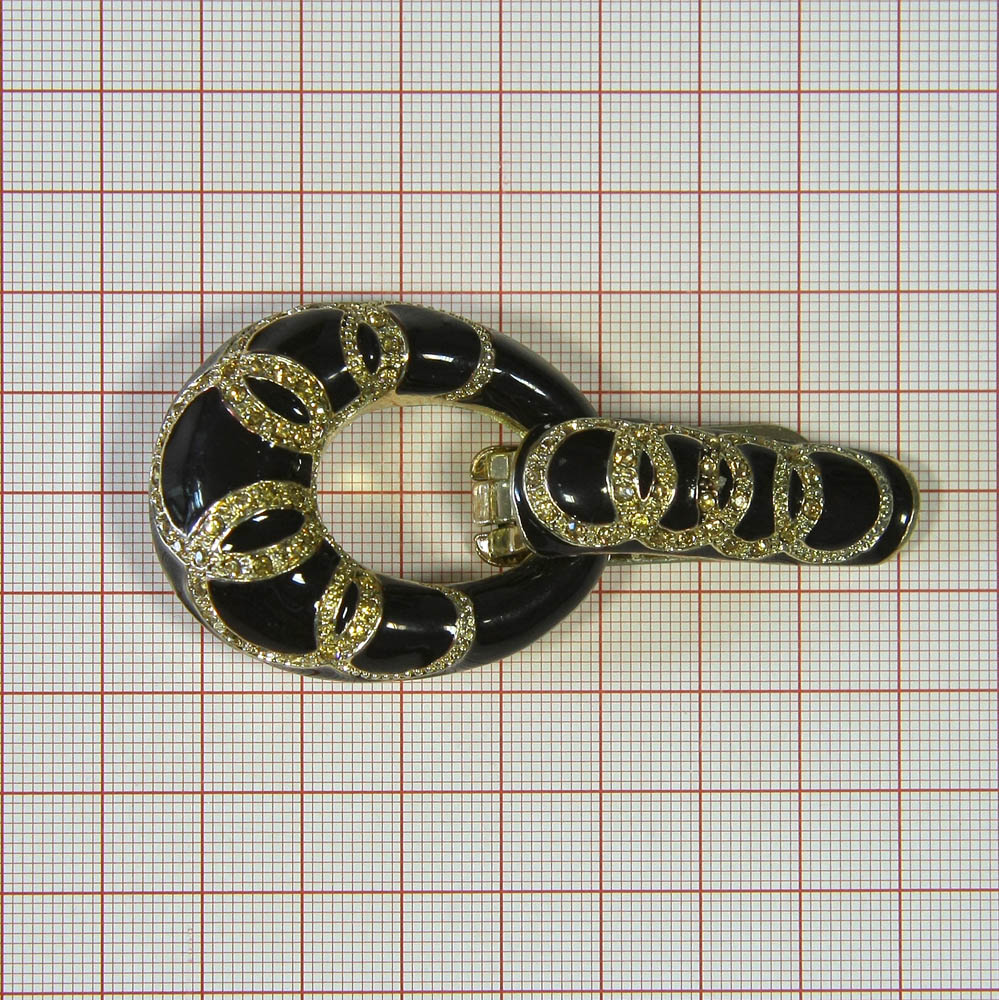 Клипса шубная 3279575 GOLD, коричневая эмаль, прозрачные золотые камни, шт. Клипсы шубные, крючки