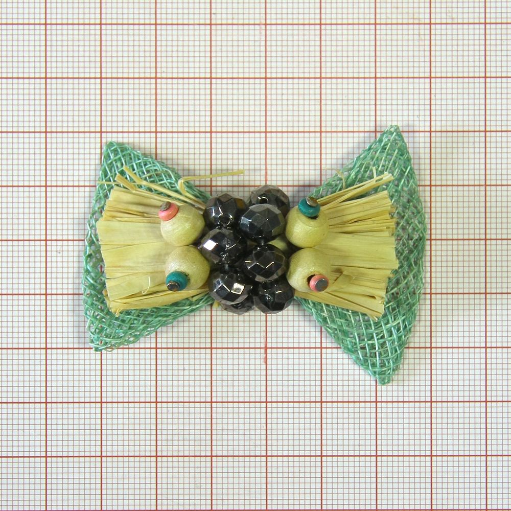 Аппликация декор обувная SF0504-1 зеленый бантик-соломка, шт. Аппликации Пришивные Цветы Банты