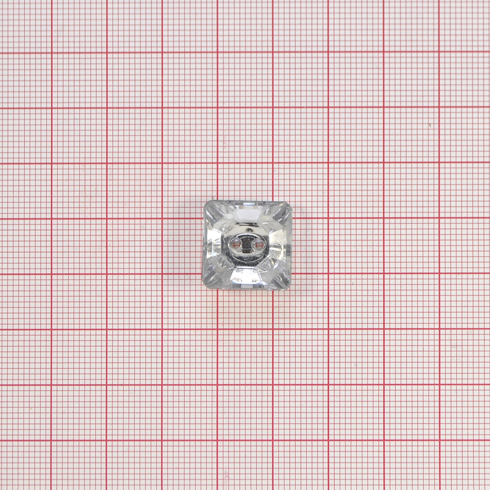 Пуговица Кристалл 2891 15мм белая квадратная, шт. Пуговица Акрил, Кристалл