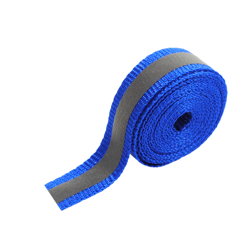 Тесьма светоотражающая горизонтальные полосы, 1см, синий, серебряный, ярд. Тесьма