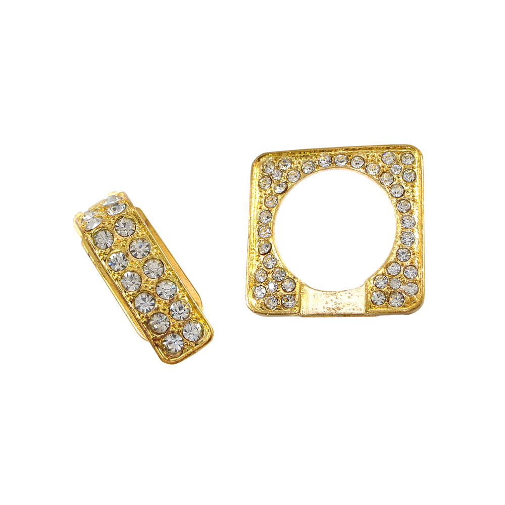 Клипса шубная DW-16318 70*35мм GOLD, бел. камни шт. Клипсы шубные, крючки