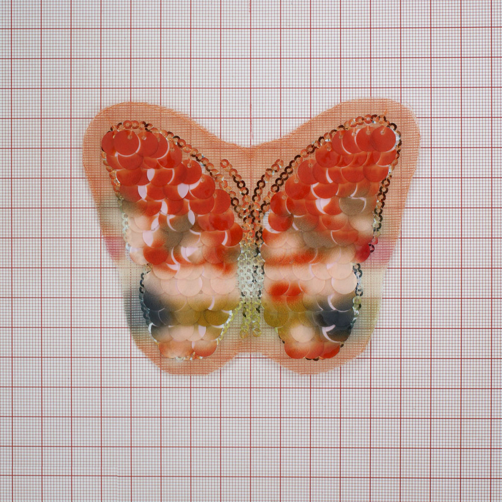 Аппликация пришивная пайетки Красотка бабочка 11*9,5см цветные пайетки, шт. Аппликации Пришивные Пайетки