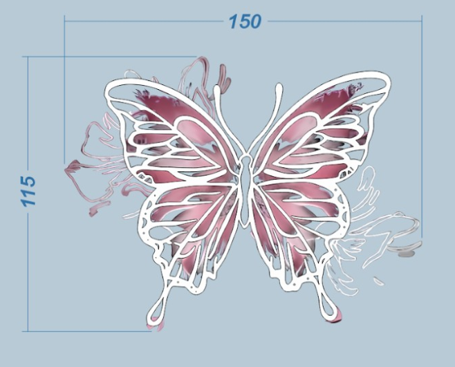 Аппликация композит, Бабочка, 15*11,5см, термотрансфер DTF, плёнка 62319, лазер, шт. Аппликация композит