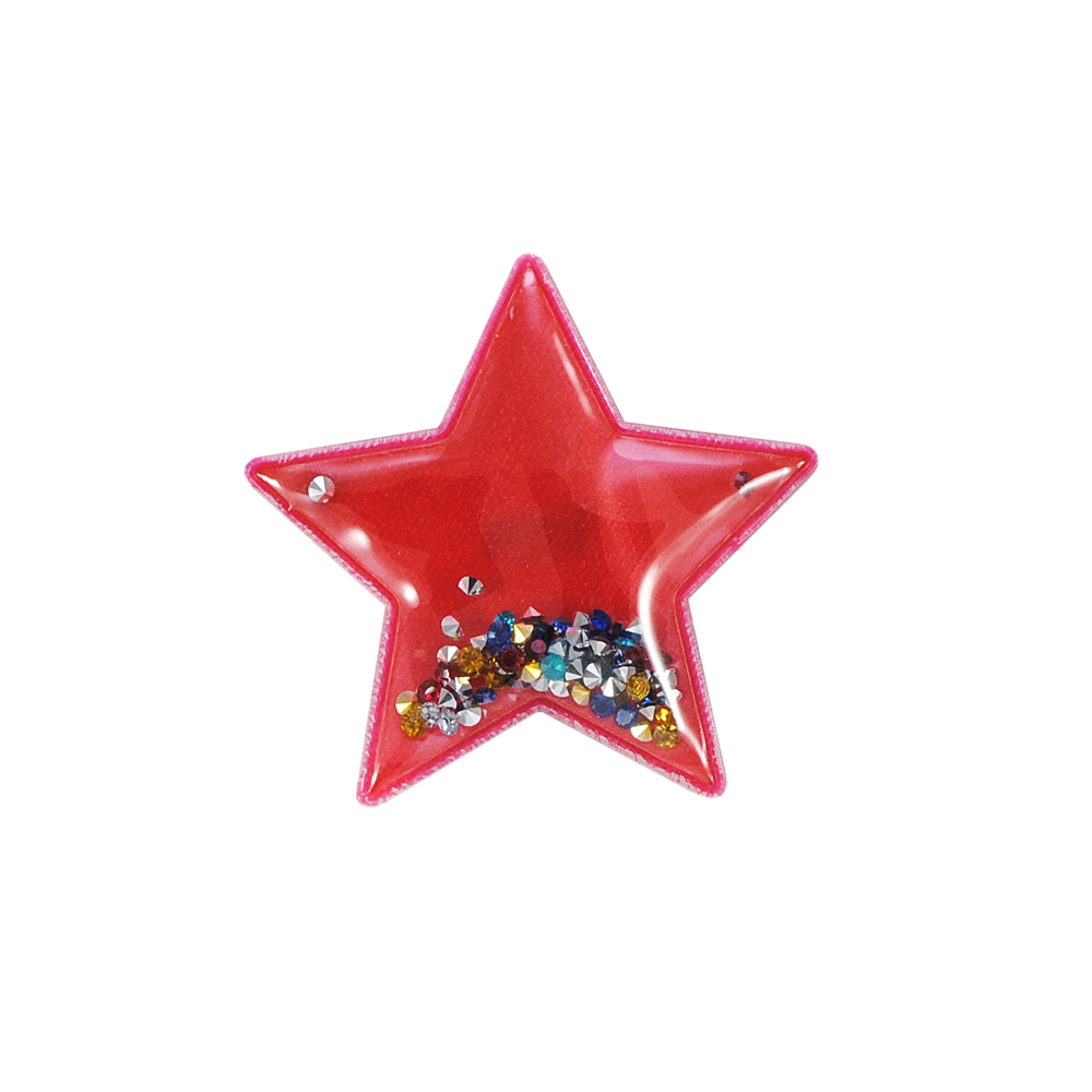 Аппликация пришивная силиконовая Аквариум с камнями Звезда, 6,5*6,5см, прозрачный, красный, шт. Аппликации Пришивные Резиновые