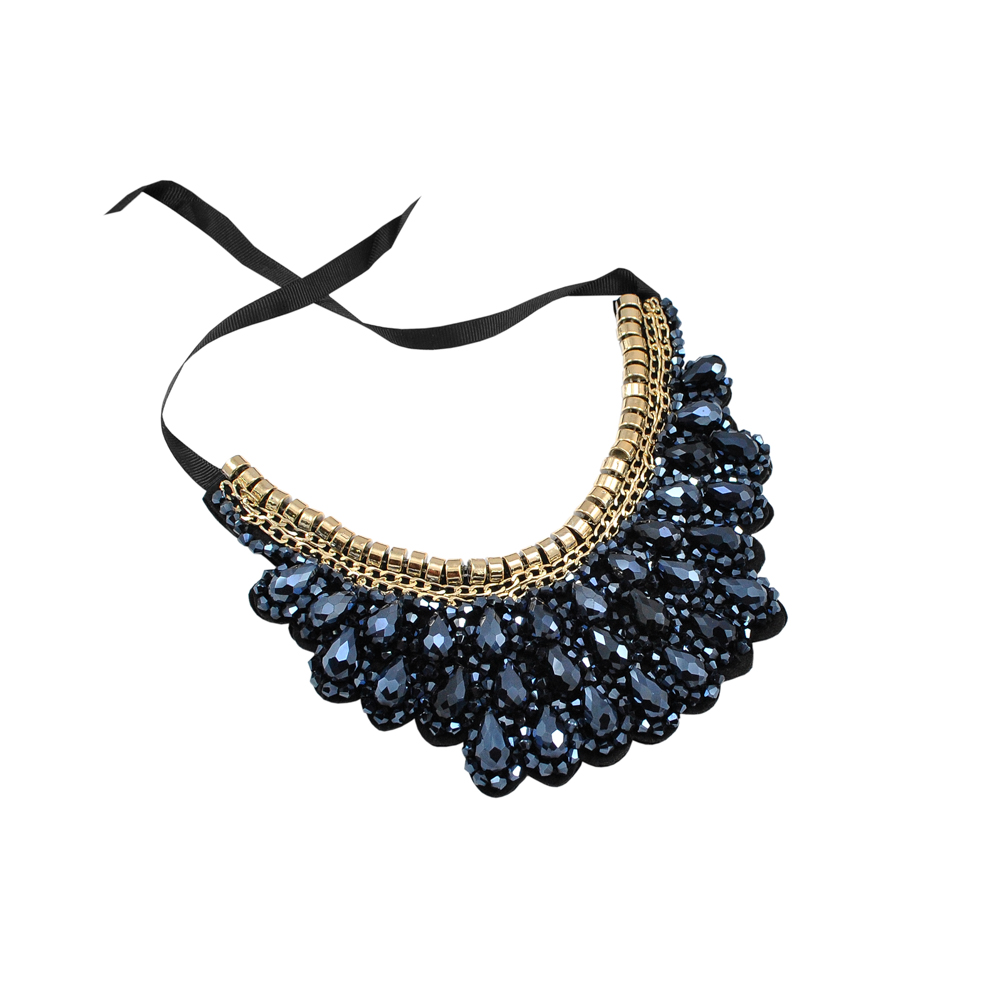 Воротник завязки, черный войлок, gold, темно-синие пластиковые камни, шт. Воротники