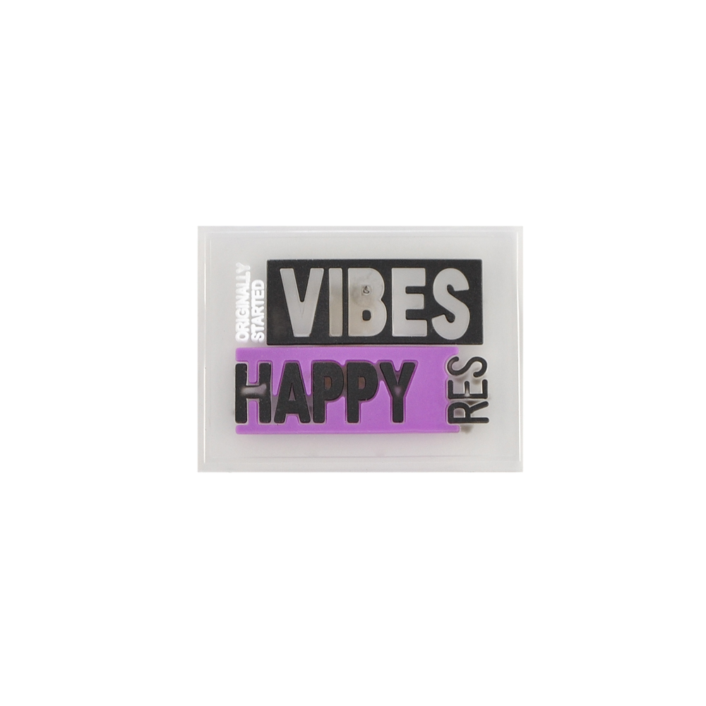 Лейба резина, VIBES HAPPY, 3*4см, сиреневый, белый, черный, серый, шт. Лейба Резина
