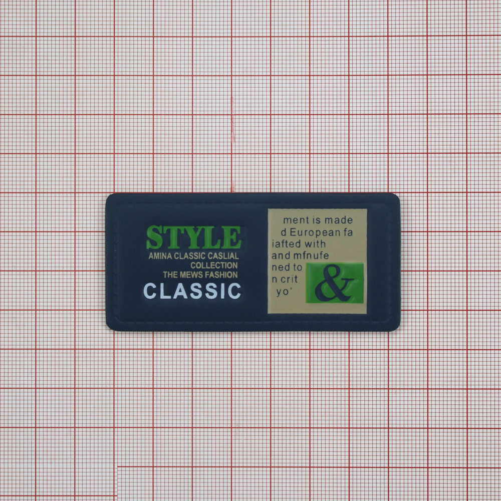 Лейба п/у Style-& 35*75мм, синяя, шт. Лейба Кожзам