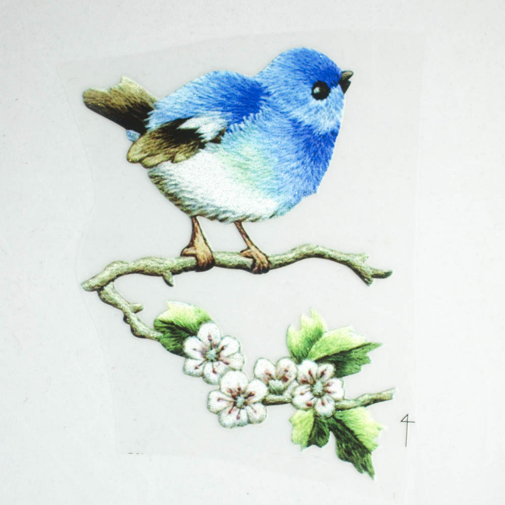 Термоаппликация Птица Синяя 12,5*16см, цветная, шт. Термоаппликации Накатанный рисунок