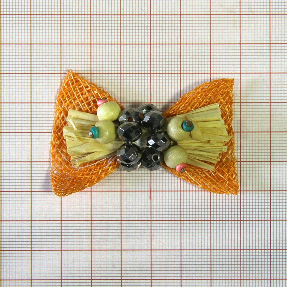 Аппликация декор обувная SF0504-1 коралловый бантик-соломка, шт. Аппликации Пришивные Цветы Банты