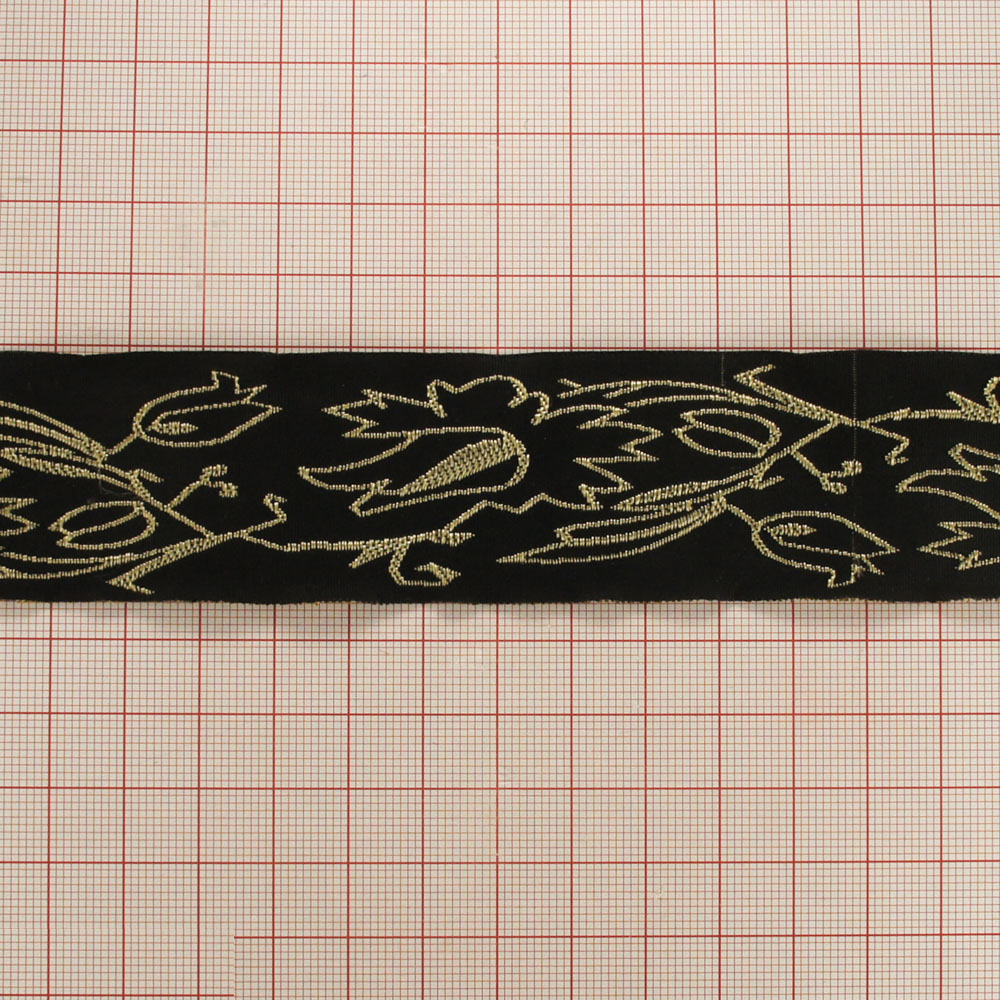 Тесьма декор. орнамент золото Колокольчик 3,3см 100м. Тесьма Разное