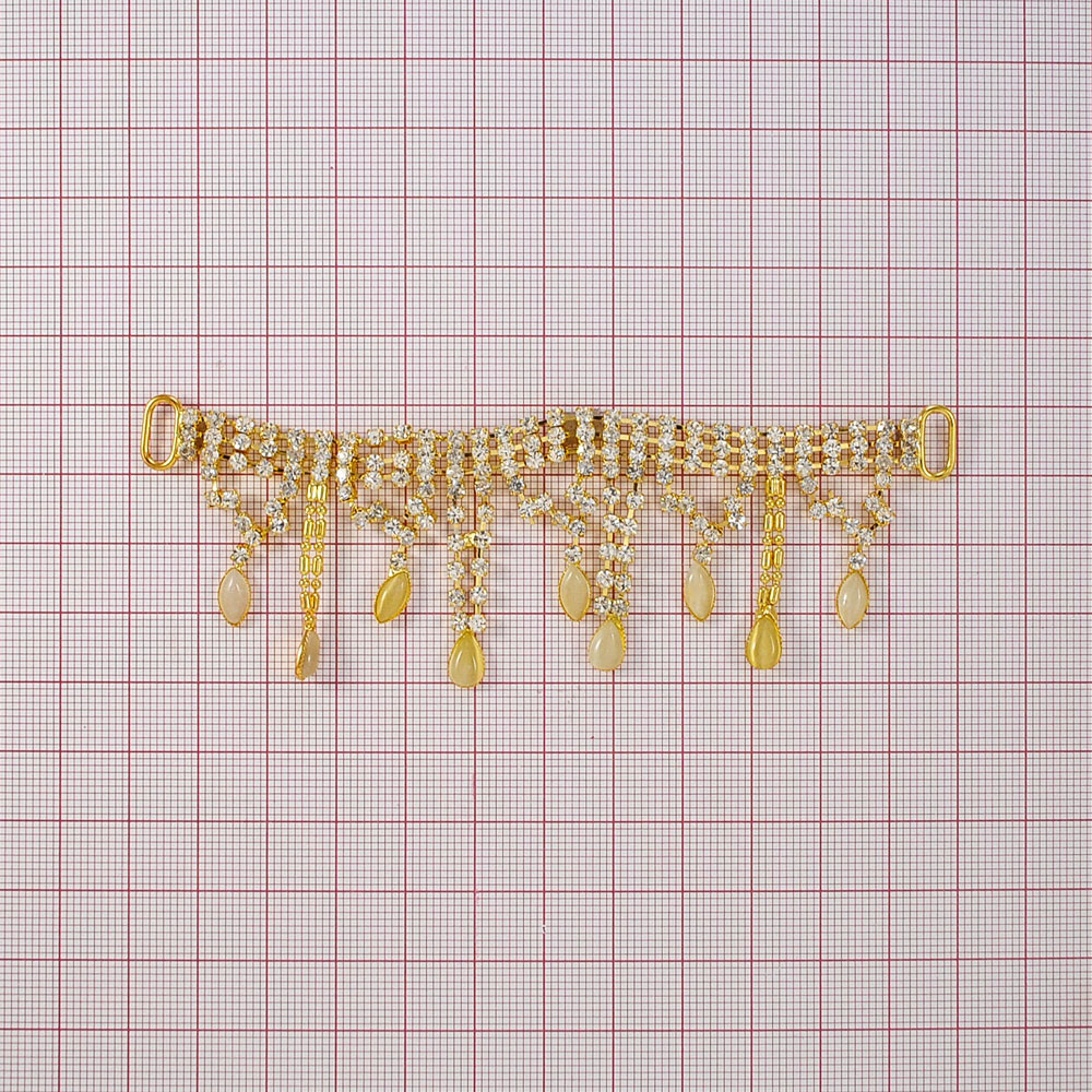 Укр.стекл.  91049 GOLD /перетяжка/ 10,8см Подвески. Перетяжка металл со стразами