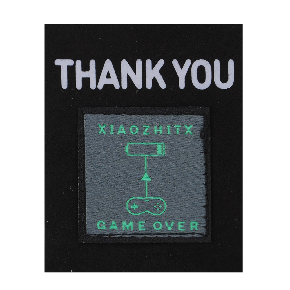 Лейба ткань Thank you 5,9*7,4см, сер., черн., зел., шт. Лейба Ткань