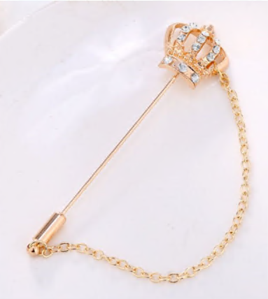 Булавка металл. Корона, 8см, золото, белые камни, шт. Булавки