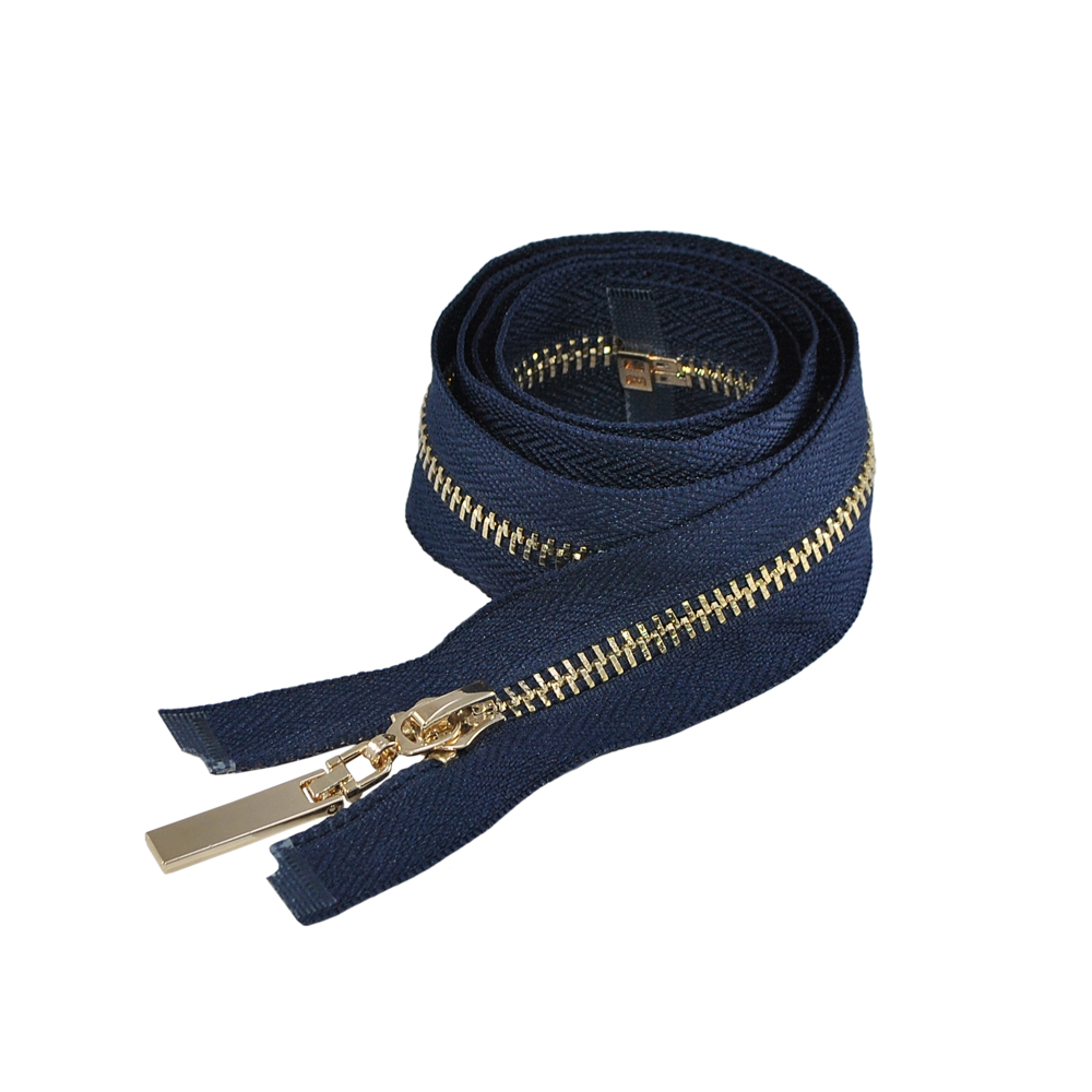 Змейка металлическая  №5 80см О/Е GOLD, синяя ткань, односторонняя, шт. Змейка Металл