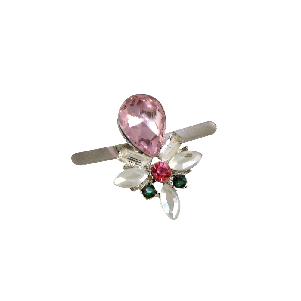 Краб металл Ананасик 29*20мм NIKEL, белые, розовые, зеленые камни, шт. Крабы Металл Геометрия Декор