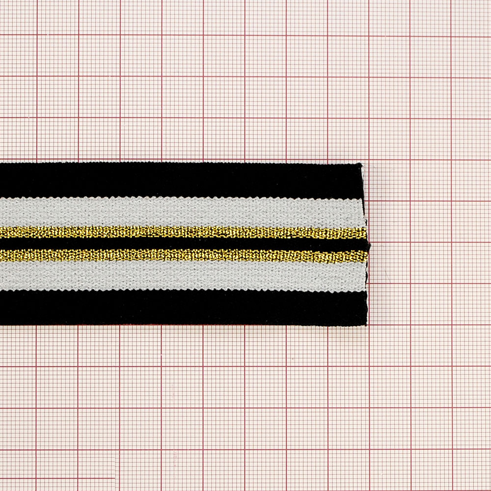 Резинка люрекс GOLD 4см черно-белая и золото без лого, 50ярд. Резинка