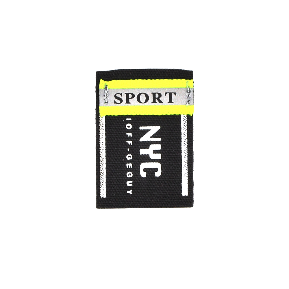 Лейба светоотражающая NYC SPORT, 3*4см, черный, белый, салатовый, шт. Лейба Кожзам