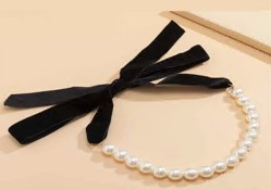 Ожерелье с лентой, жемчуг, красный бархат, шт. Украшения