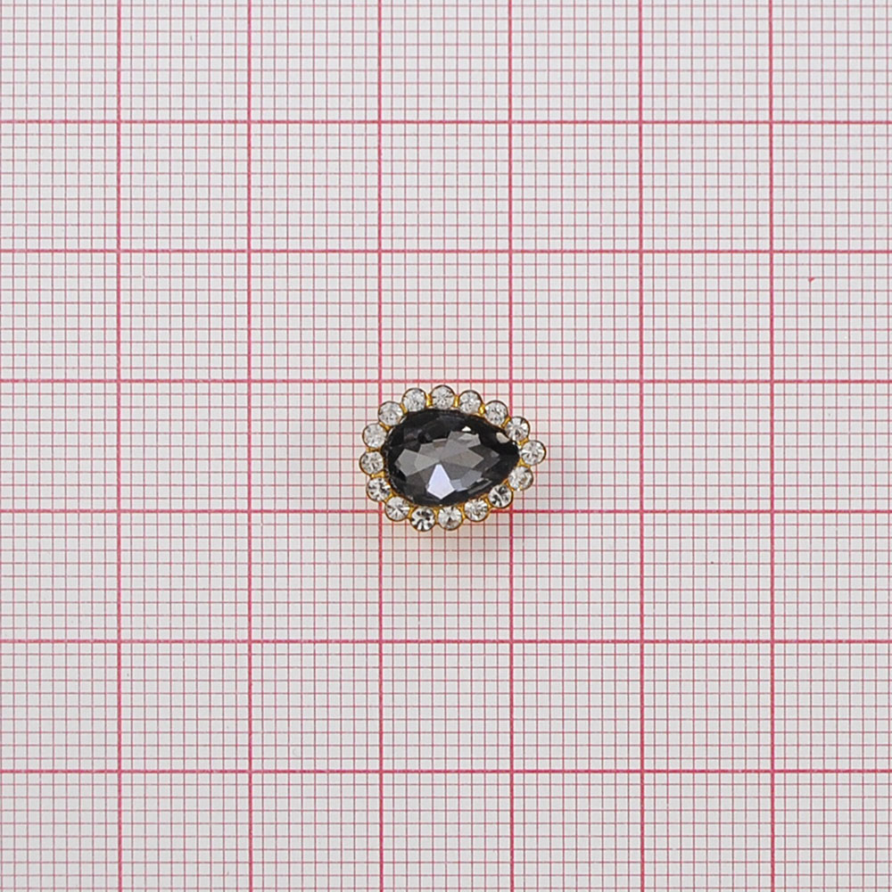 Стразы пришивные в металле, оправа из камней, капля,  1*1,4см, black diamond, шт. Стразы пришивные в металле