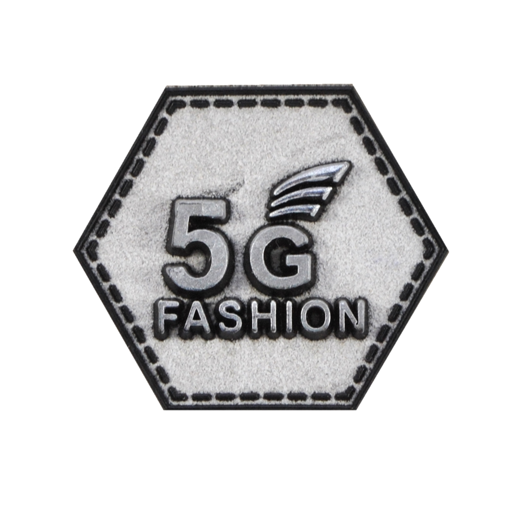 Лейба кожзам 5G, 4,5*4,5см, черный, серебро, серый фон, шт. Лейба Кожзам