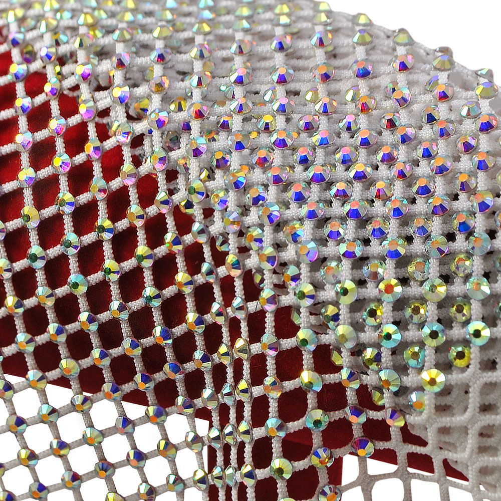 Сеть со стразами SS16, 40*40см белый, crystal AB, шт. Сеть со стразами