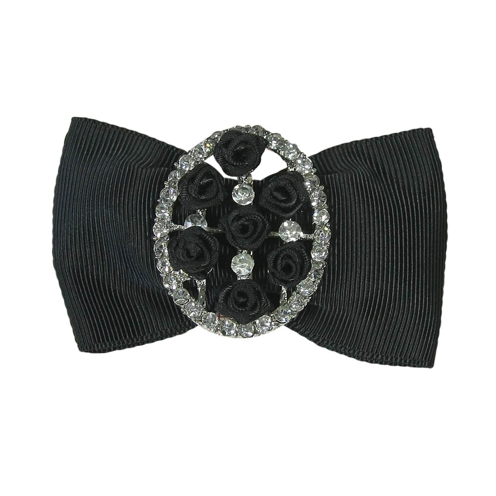 Аппликация декор обувная 53 бант БРОШЬ-розы черный, шт. Аппликации Пришивные Цветы Банты
