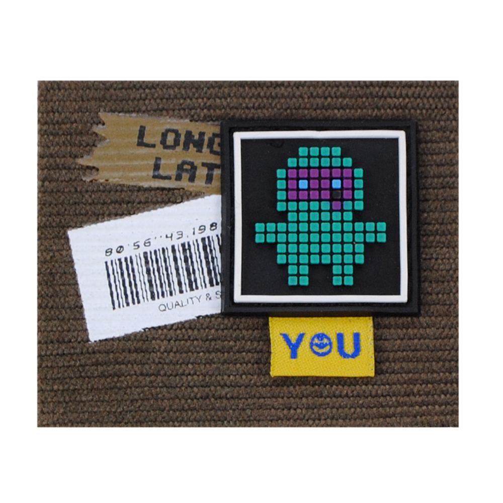 Лейба ткань., You мозаика человечек, 6,4*5,4см, корич.основа, рез.вставка зел. чёрн.,бел., жёлт., шт. Лейба Ткань