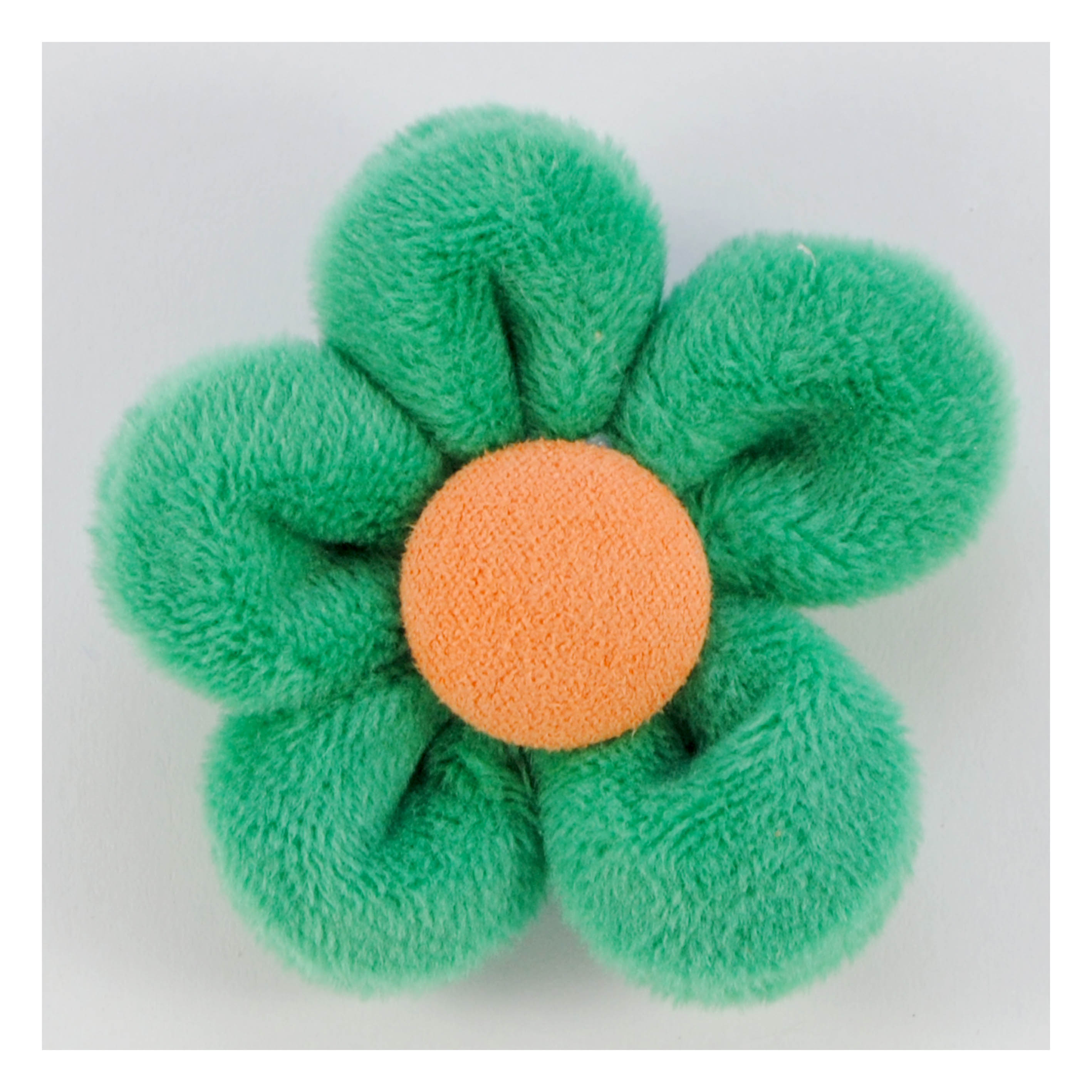 Аппликация тк. приш. дет. плюшевый цветок 5*5см, зелен., оранж., шт. Аппликации Пришивные Кружевные Вязаные