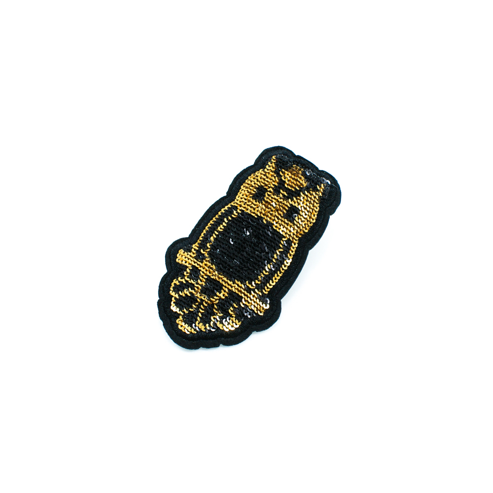 Аппликация клеевая пайетки Сова 8*5см черный, золотые и черные пайетки, шт. Аппликации клеевые Пайетки