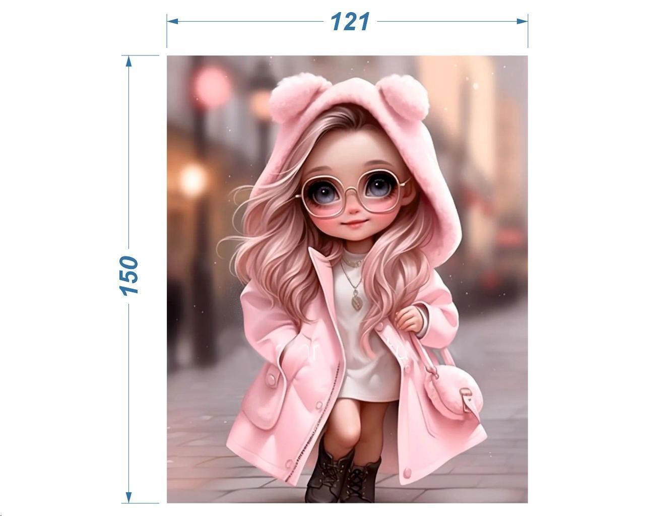 Термоаппликация Девочка в розовом пальто, 12,1*15см, полноцвет /термопринтер/, шт. Термоаппликация термопринтер