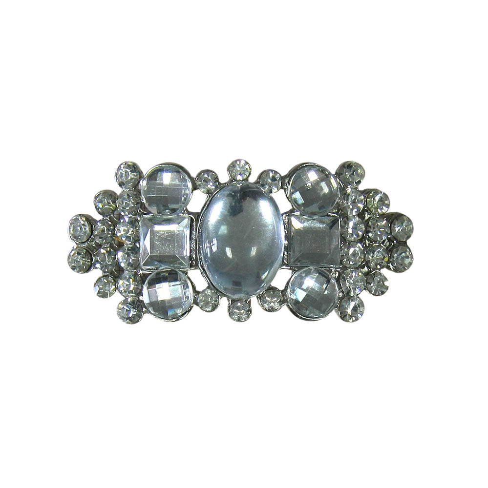 Краб металл HW-0139 краб Брошь, центр-крупн.прозрачн.камень овал, NIKEL. Крабы Металл Геометрия Декор