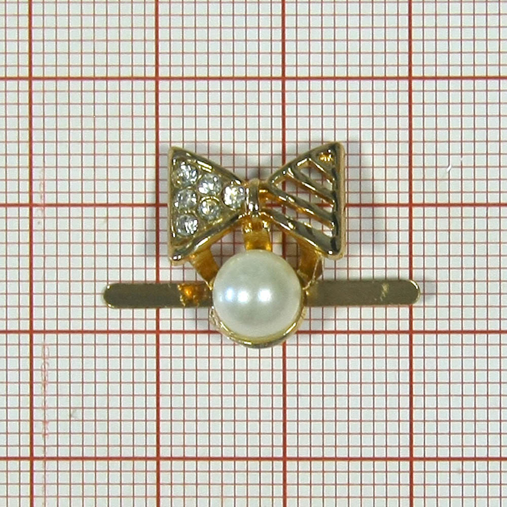 Краб металл Бантик на жемчужине 14*17мм GOLD, белые камни, жемчужина, шт. Крабы Металл Геометрия Декор