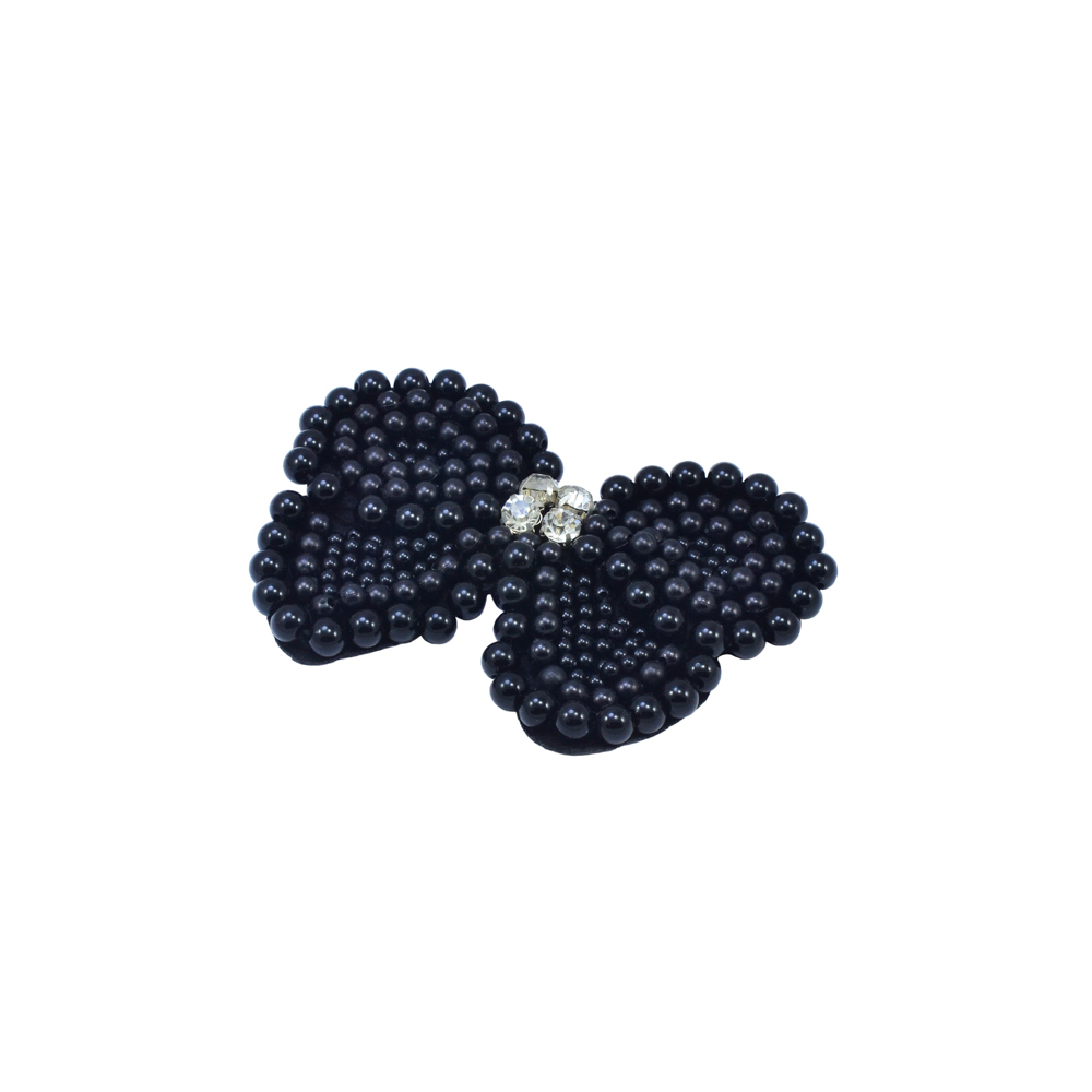 Аппликация декор Бабочка-бусины черный, 4 бел. камня. Аппликация Декор