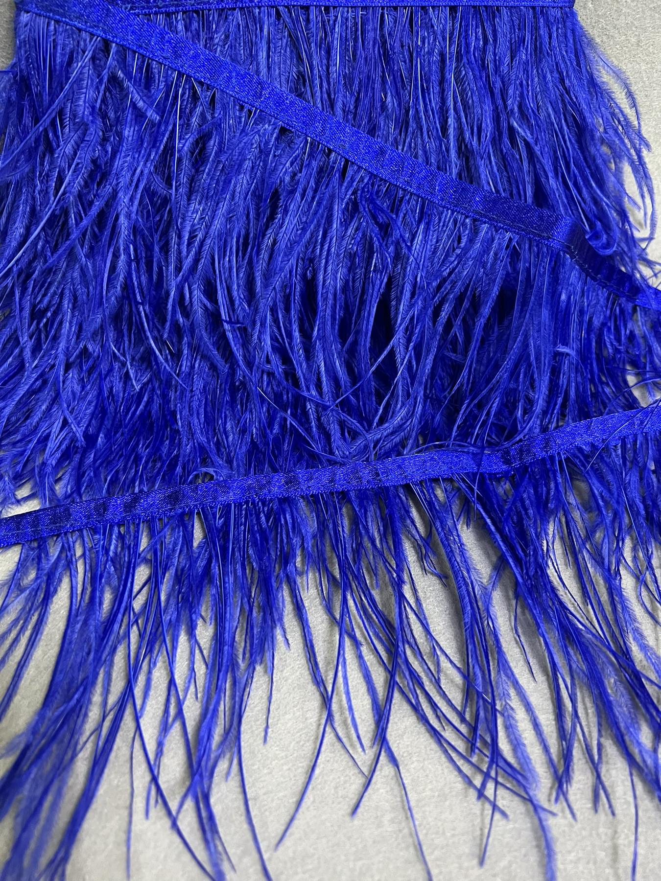 Перья в рулоне 10-14см, синий, ярд. Перья