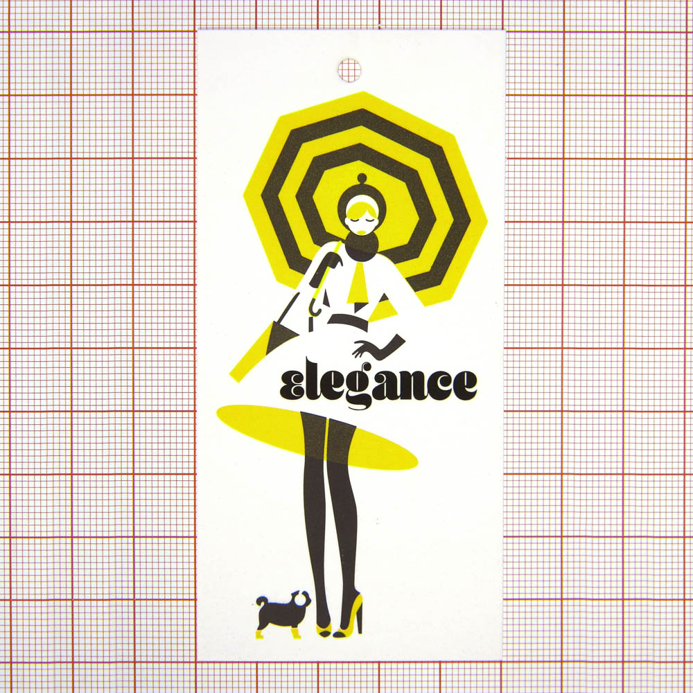 Этикетка бумажная Elegance Зонт 5*10см, желтая, матовая ламинация /обычный картон/, шт. Этикетка бумага