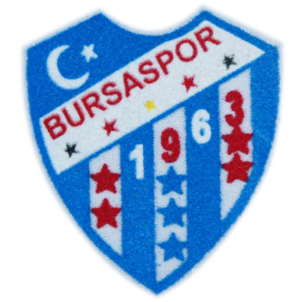 Термоаппликация флок BURSASPOR 16, 75*70мм, синий, белый, красные буквы, шт. Термопереводки Флок