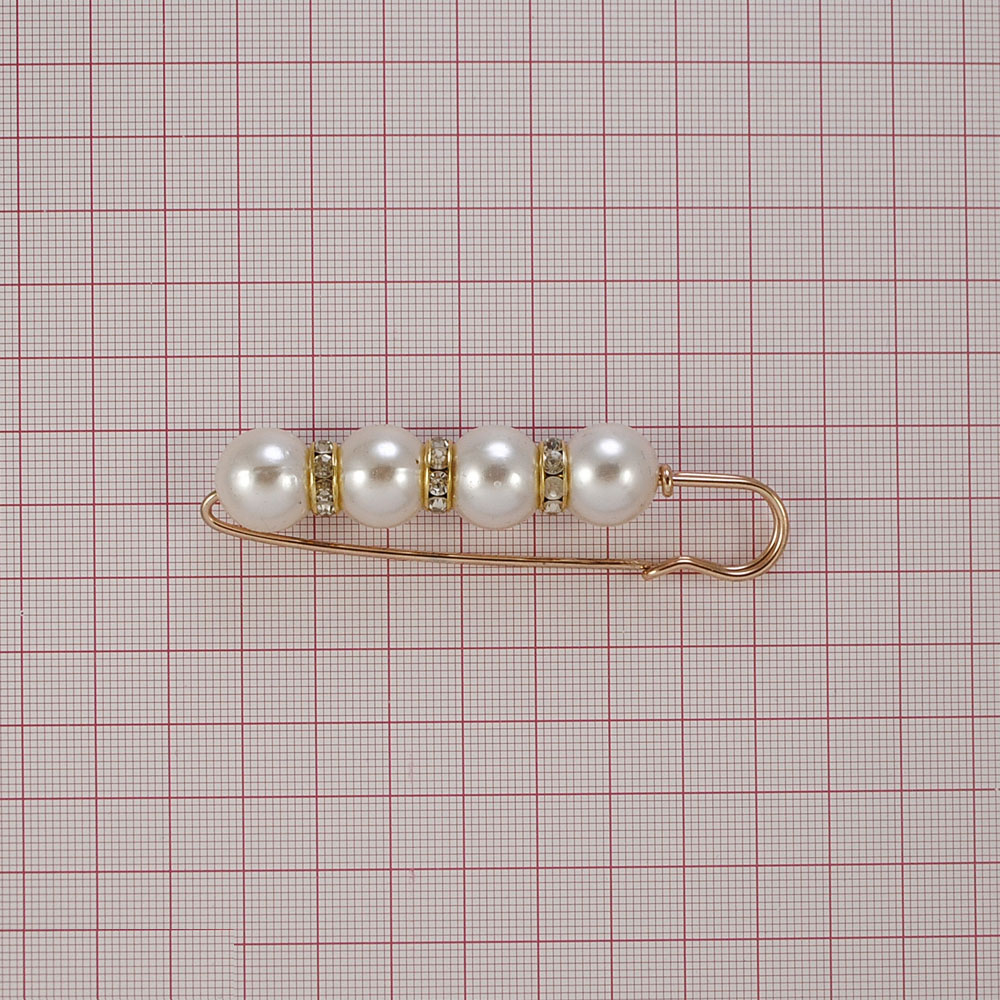 Булавка 4 жемчуга 8,6*2см белый, шт. Булавки