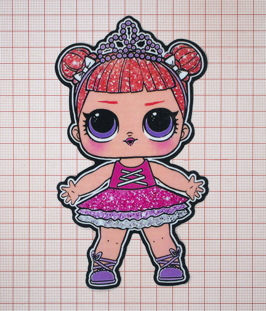 Нашивка глиттер Кукла L.O.L. (Балерина) 15.5*9см розовая, шт. Нашивка Глиттер