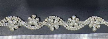 Тесьма из страз, 2,1см, никель, белый, ярд. Тесьма из страз