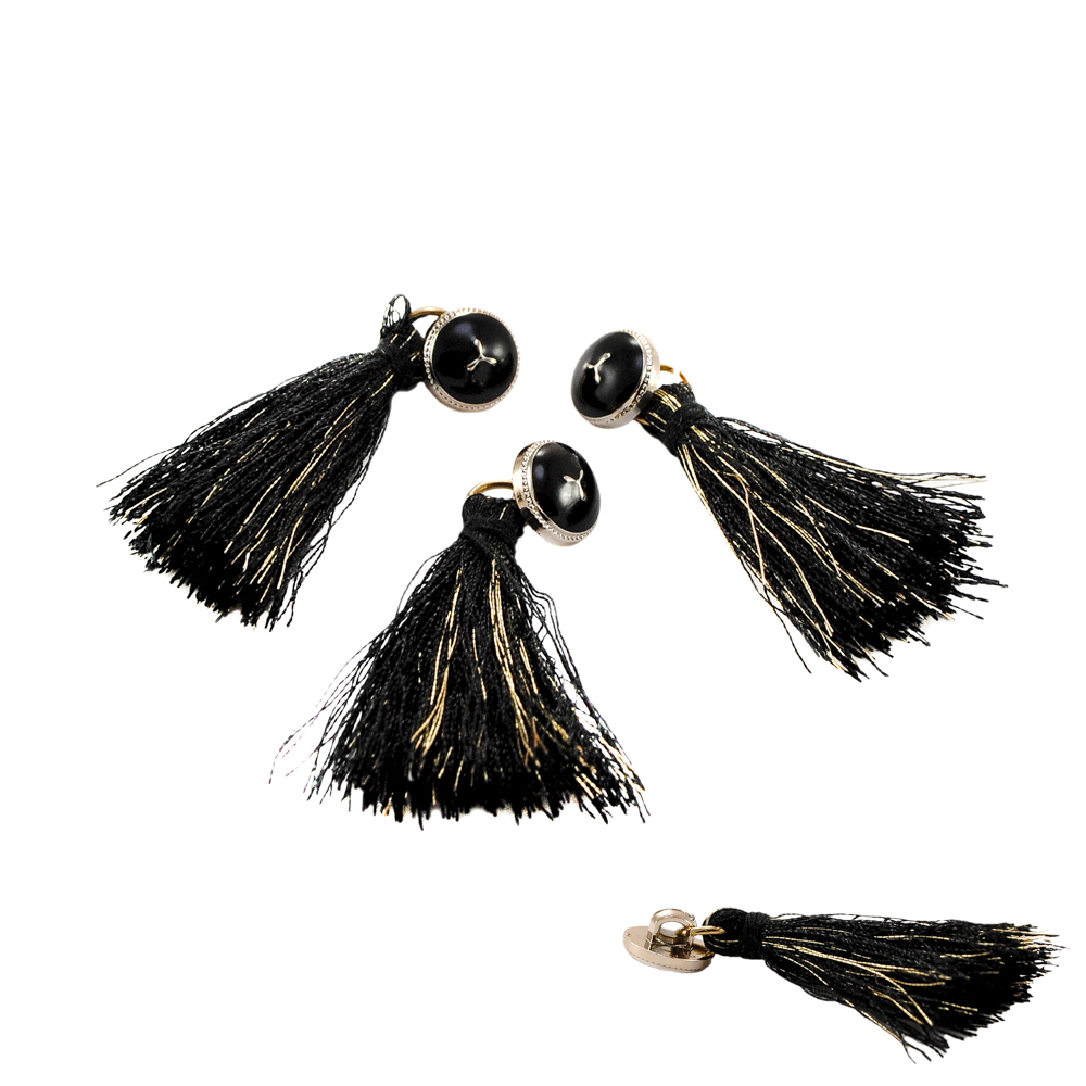 Брошь Кисточка Кнопка Y 35*55мм черная, люрекс золото, шт. Броши