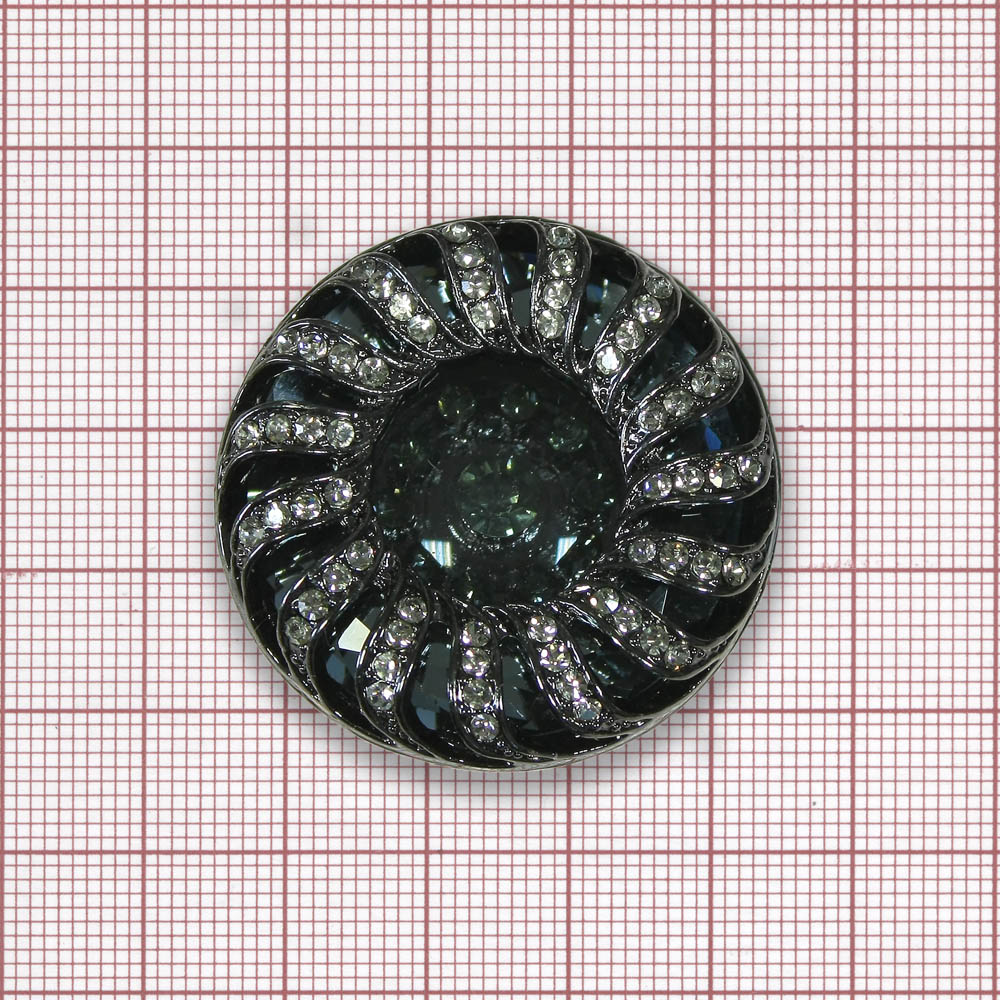 Пуговица шубная 32791117 Кекс 39мм black nikel, black diamond камни, шт. Пуговица Шубная