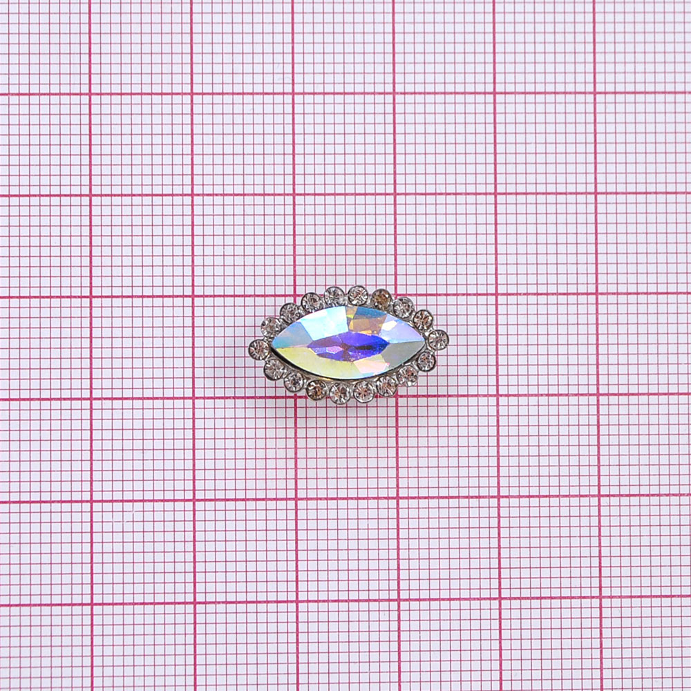 Стразы пришивные в металле, оправа из камней, лодка, 7*15мм, light topaz, шт. Стразы пришивные в металле