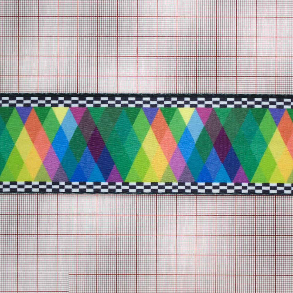 Тесьма Ромбы 5см, белый, темно-серый, зеленый, синий, фиолетовый, оранжевый, желтый, 50ярд. Тесьма