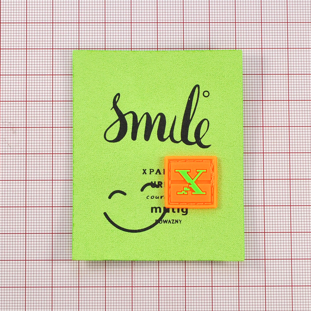 Лейба ткань и резина Smile, 8*6.5см, черный, оранжевый, зеленый, салатовый, шт. Лейба Ткань