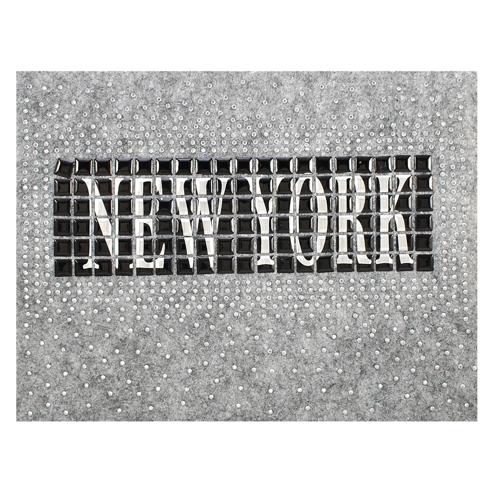 Термоаппликация стразы металл NEW YORK, 13,5*18,5см, черный, серебро, никель, шт. Термоаппликации Рисунки из страз