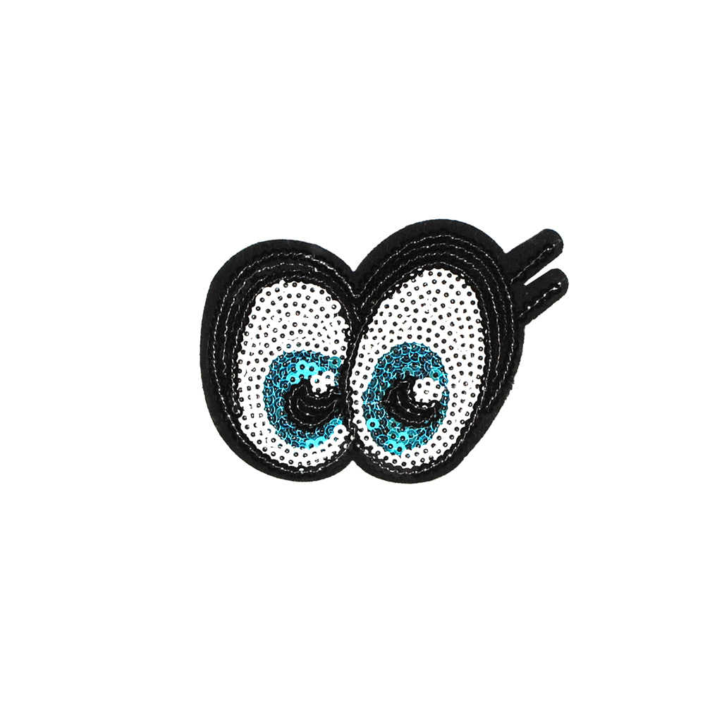 Аппликация клеевая пайетки Глаза 6,5*8,5см, черный, белый, голубой, шт. Аппликации клеевые Пайетки
